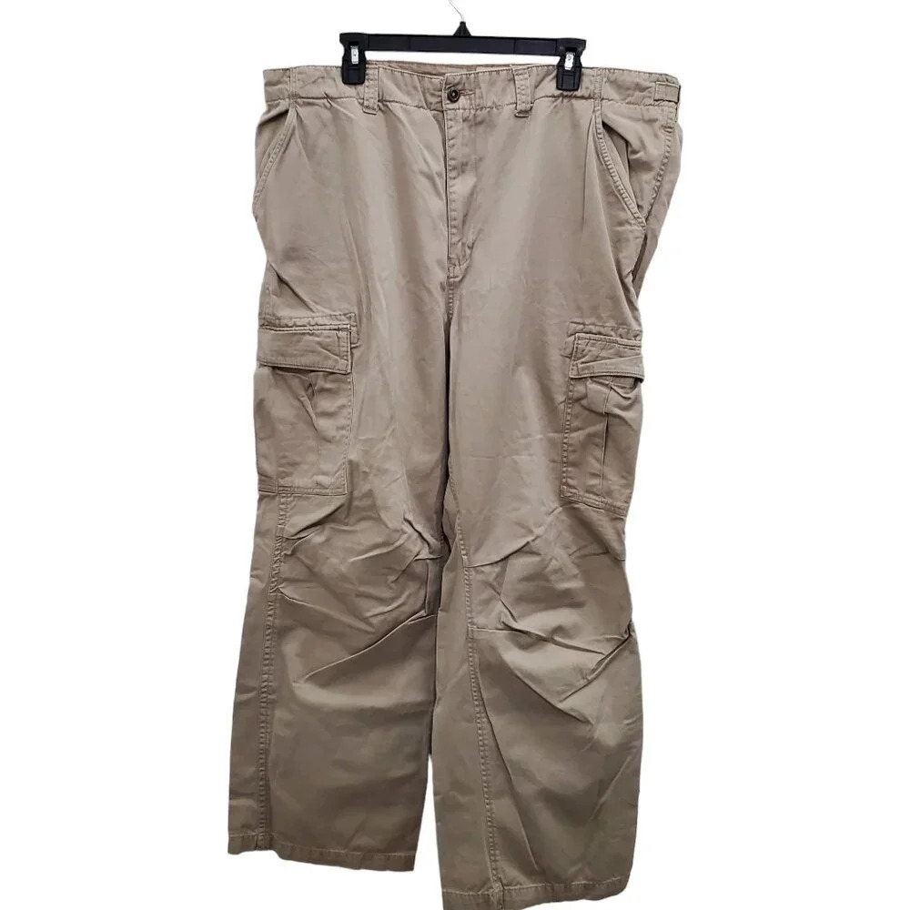 626 Blue Supply Co Men's Big & Tall Beige Flat Front Khaki Cargo‎ Pants Sz 48x32